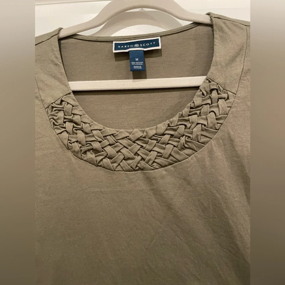 Karen Scott- Olive Green Top- Size Medium